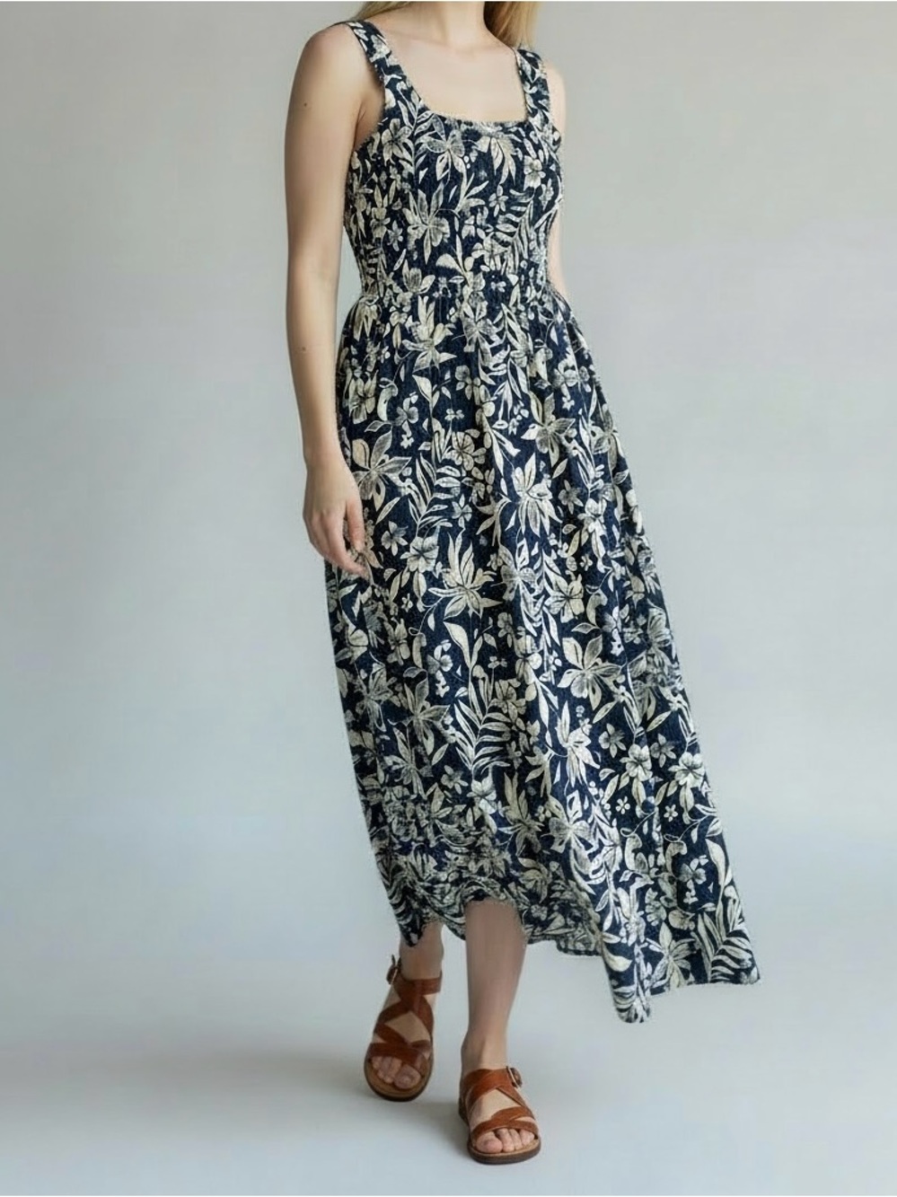 Faherty Sunseeker Smocked Waist Midi Maxi Dress Size Medium